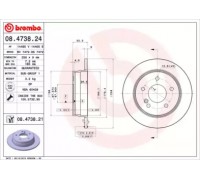 Тормозной диск BREMBO 08.4738.21 08473821 BREMBO - купить в магазине запчастей по Украине