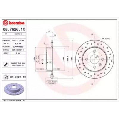 Тормозной диск 0876261X BREMBO - купить в магазине запчастей по Украине