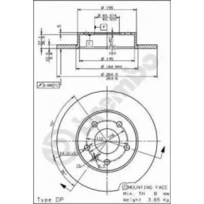 Тормозной диск 08762775 BREMBO - купить в магазине запчастей по Украине