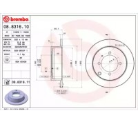 Тормозной диск BREMBO 08.8316.10 08831610 BREMBO - купить в магазине запчастей по Украине