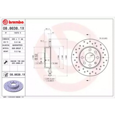 Тормозной диск 0886381X BREMBO - купить в магазине запчастей по Украине