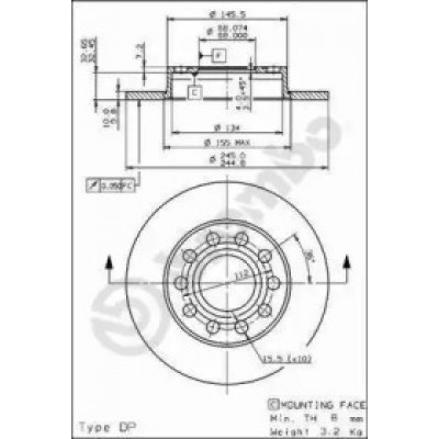 Тормозной диск 08913611 BREMBO - купить в магазине запчастей по Украине