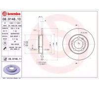 Тормозной диск BREMBO 08.9148.10 08914810 BREMBO - купить в магазине запчастей по Украине