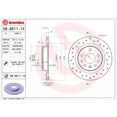 Тормозной диск 0895111X BREMBO - купить в магазине запчастей по Украине