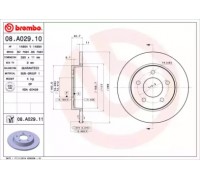Тормозной диск BREMBO 08.A029.10 08A02910 BREMBO - купить в магазине запчастей по Украине