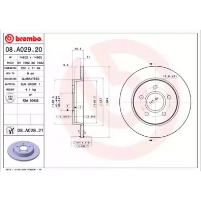 Тормозной диск 08A02920 BREMBO - купить в магазине запчастей по Украине