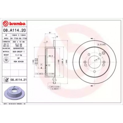 Тормозной диск 08A11420 BREMBO - купить в магазине запчастей по Украине