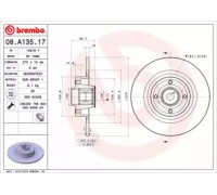 Тормозной диск BREMBO 08.A135.17 08A13517 BREMBO - купить в магазине запчастей по Украине