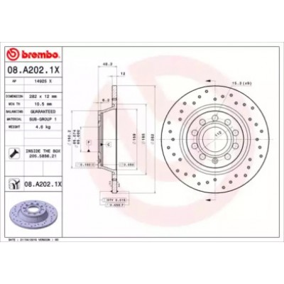 Тормозной диск 08A2021X BREMBO - купить в магазине запчастей по Украине