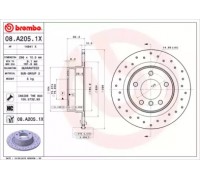 Тормозной диск BREMBO 08.A205.1X 08A2051X BREMBO - купить в магазине запчастей по Украине