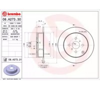 Тормозной диск BREMBO 08.A273.30 08A27330 BREMBO - купити в магазині запчастин по Україні