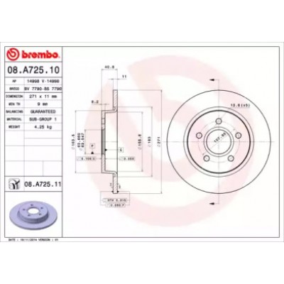 Тормозной диск 08A72510 BREMBO - купить в магазине запчастей по Украине