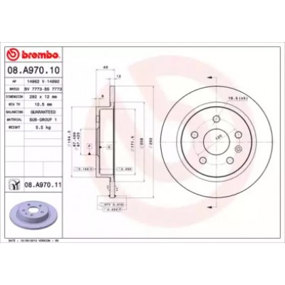 Тормозной диск 08A97010 BREMBO - купить в магазине запчастей по Украине
