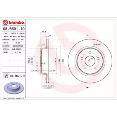 Тормозной диск 08B60110 BREMBO - купить в магазине запчастей по Украине