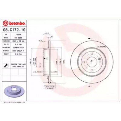 Тормозной диск 08C17210 BREMBO - купить в магазине запчастей по Украине