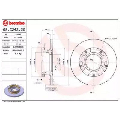 Тормозной диск 08C24220 BREMBO - купить в магазине запчастей по Украине