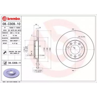 Тормозной диск 08C30910 BREMBO - купить в магазине запчастей по Украине