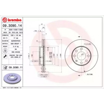 Тормозной диск 09309011 BREMBO - купить в магазине запчастей по Украине