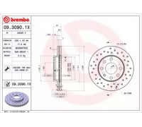 Тормозной диск BREMBO 09.3090.1X 0930901X BREMBO - купить в магазине запчастей по Украине