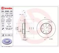 Тормозной диск BREMBO 09.3090.20 09309020 BREMBO - купить в магазине запчастей по Украине