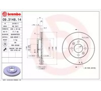 Тормозной диск BREMBO 09.3148.14 09314814 BREMBO - купить в магазине запчастей по Украине
