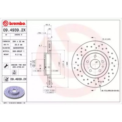 Тормозной диск 0949392X BREMBO - купить в магазине запчастей по Украине