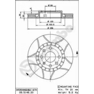 Тормозной диск 09514876 BREMBO - купить в магазине запчастей по Украине