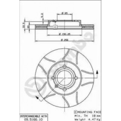 Тормозной диск 09516675 BREMBO - купить в магазине запчастей по Украине