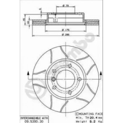 Тормозной диск 09539077 BREMBO - купити в магазині запчастин по Україні