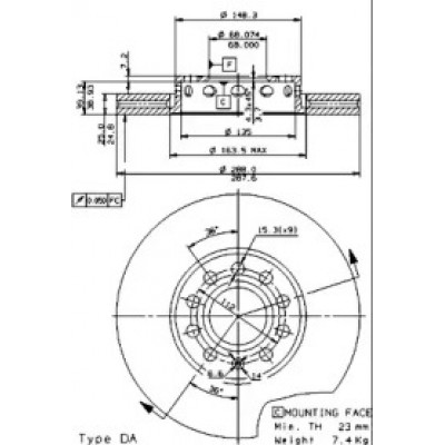 Тормозной диск 09574521 BREMBO - купить в магазине запчастей по Украине