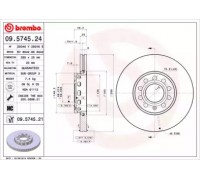 Тормозной диск BREMBO 09.5745.24 09574524 BREMBO - купить в магазине запчастей по Украине