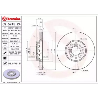 Тормозной диск 09574524 BREMBO - купить в магазине запчастей по Украине