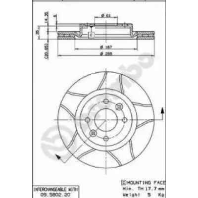 Тормозной диск 09580276 BREMBO - купить в магазине запчастей по Украине