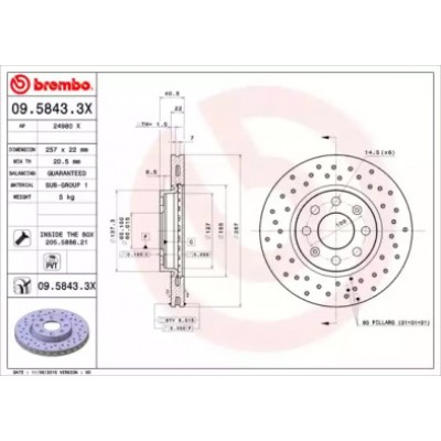 Тормозной диск 0958433X BREMBO - купить в магазине запчастей по Украине