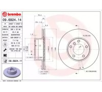 Тормозной диск BREMBO 09.6924.11 09692411 BREMBO - купить в магазине запчастей по Украине
