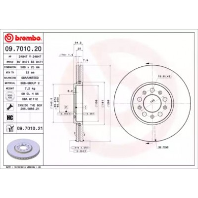 Тормозной диск 09701020 BREMBO - купить в магазине запчастей по Украине