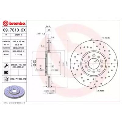 Тормозной диск 0970102X BREMBO - купить в магазине запчастей по Украине