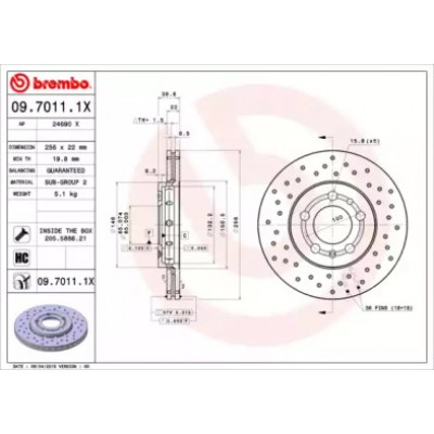 Тормозной диск 0970111X BREMBO - купить в магазине запчастей по Украине