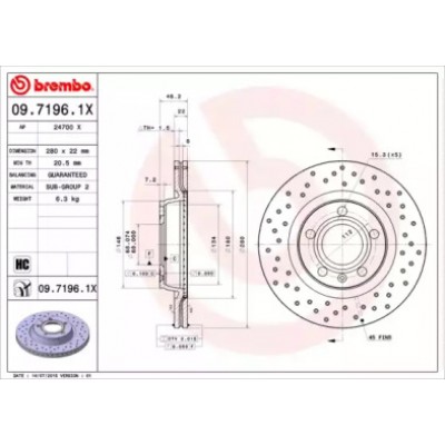 Тормозной диск 0971961X BREMBO - купить в магазине запчастей по Украине
