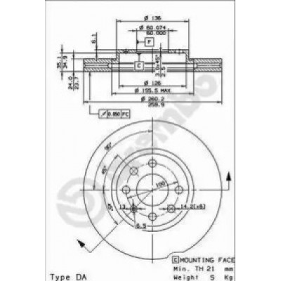 Тормозной диск 09860175 BREMBO - купить в магазине запчастей по Украине