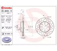 Тормозной диск BREMBO 09.8635.1X 0986351X BREMBO - купить в магазине запчастей по Украине