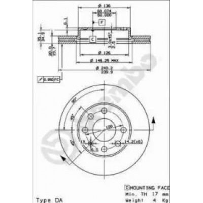 Тормозной диск 09863575 BREMBO - купить в магазине запчастей по Украине