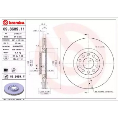 Тормозной диск 09868911 BREMBO - купить в магазине запчастей по Украине