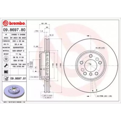 Тормозной диск 09869780 BREMBO - купить в магазине запчастей по Украине