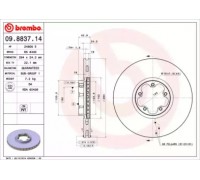 Тормозной диск BREMBO 09.8837.14 09883714 BREMBO - купить в магазине запчастей по Украине