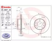 Тормозной диск BREMBO 09.8931.20 09893120 BREMBO - купить в магазине запчастей по Украине