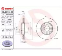 Тормозной диск BREMBO 09.9078.20 09907820 BREMBO - купить в магазине запчастей по Украине