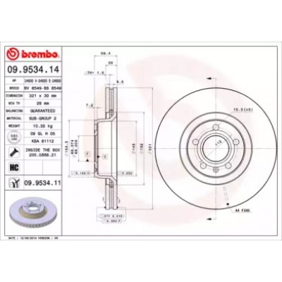 Тормозной диск 09953411 BREMBO - купить в магазине запчастей по Украине