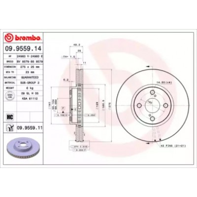 Тормозной диск 09955911 BREMBO - купить в магазине запчастей по Украине