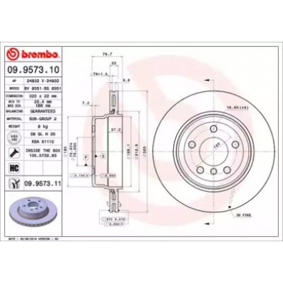 Тормозной диск 09957310 BREMBO - купить в магазине запчастей по Украине